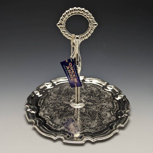 British Vintage Silver Plate & Glass Drink Server Set Queen Anne